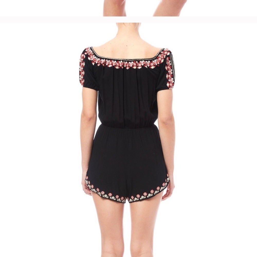 Tea&Cup Embroidered Romper Black SZ S - Picture 3 of 5